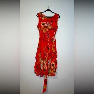 Floral Sleeveless Coral Size 16 Dress